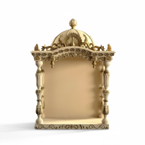 Compact Cream & Gold Home Temple Altar – Single Dome Meditation Mandir